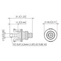 In-Line 1/8" ID Dual Tube Hose Barb Plug, Non-Valved, 3/32" Flow, Medical Grade ABS Alternative Image 0