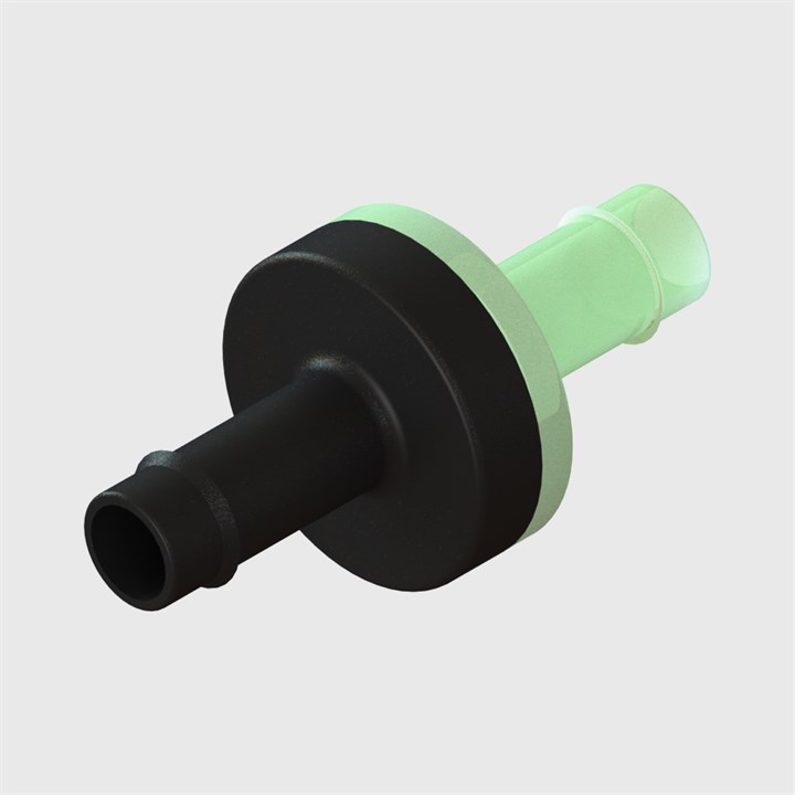 Nylon Body, Fluorosilicone Diaphragm, 1/4" (6.4mm) Barbed Check Valve, 0.020, Cracking Pressure <0.1 psi