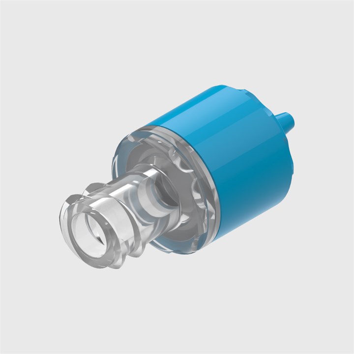 ISO 80369-7 ABS Bodied Filtered Check Valve, Silicone Seal, 0.2 Micron Hydrophobic Glass Fibre disc, Female Luer Lock to 1/16" (1.6mm) ID Tube, Cracking Pressure ≤ 0.1 psi