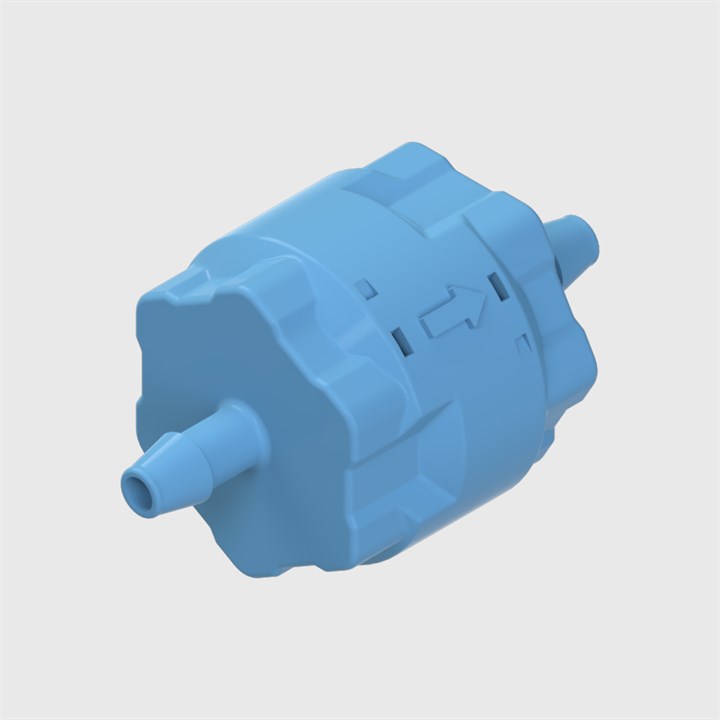 Modular Blue Check Valve, Buna-N (Nitrile) Seals, 1/8" Barb Input and Output, Cracking Pressure 3 psi