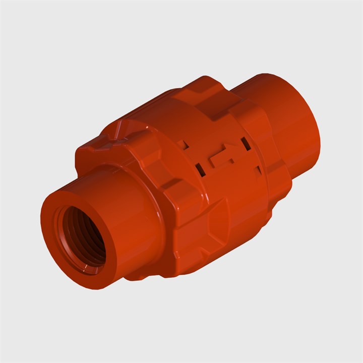 Modular Red Check Valve, 1/8" BSPP Female Input and Output, Nitrile Seals, 3 psi Cracking Pressure