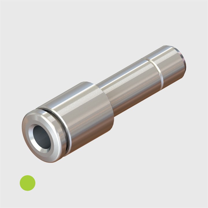 316L Stainless Steel Straight Adaptor, Viton Seal, 6.0mm OD Stem to 4.0mm OD Push-In Fitting - Compatible With Green Dot Tubing