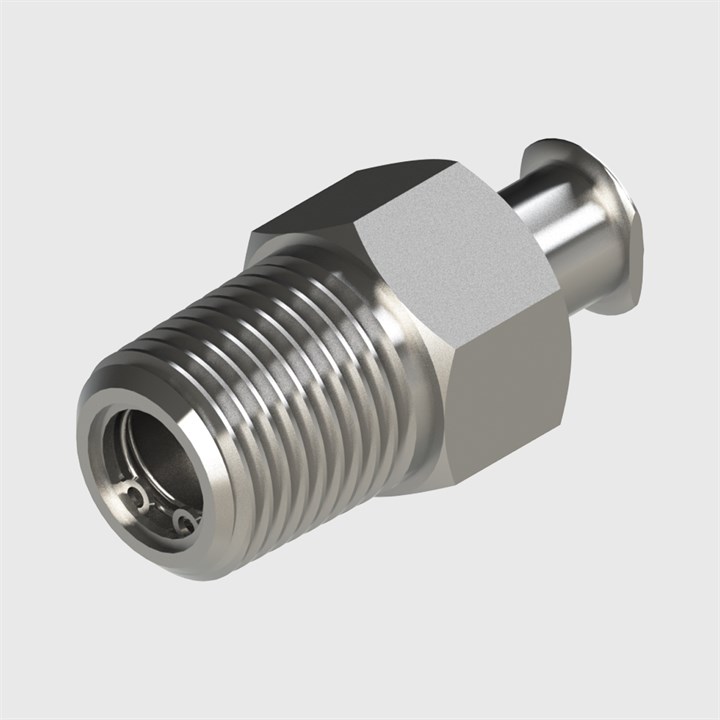 Nickel Plated Brass Valved Luer, Silicone Seal, 1/8" NPT Male Thread to Female Slip Luer