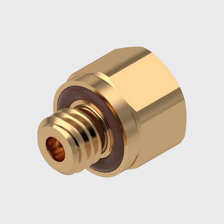 Brass Straight Adaptor, Viton (FKM) Seal, 10-32 UNF Male Thread to 10-32 UNF Female Thread, 5/16" Hex