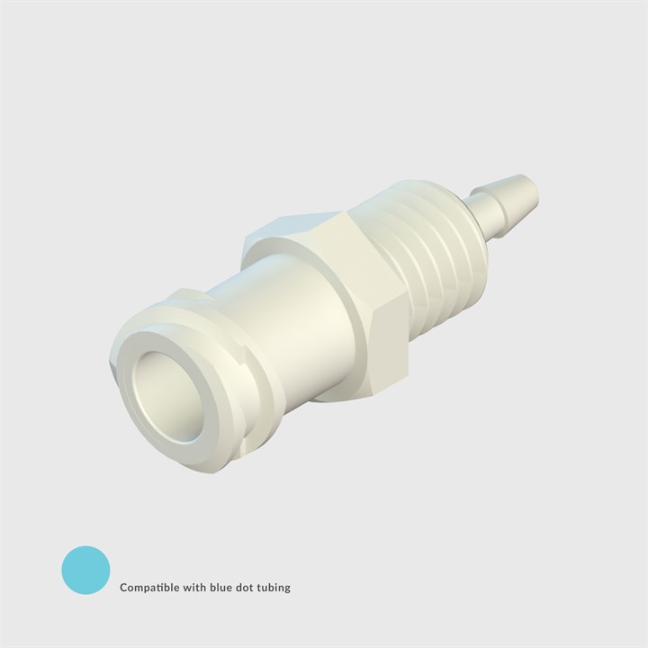 ISO 80369-7 White Nylon Panel Mount Luer, Female Luer Lock to 1/16" (1.6mm) ID Tube