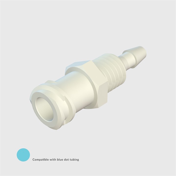 ISO 80369-7 White Nylon Panel Mount Luer, Female Luer Lock to 3/32" (2.4mm) ID Tube