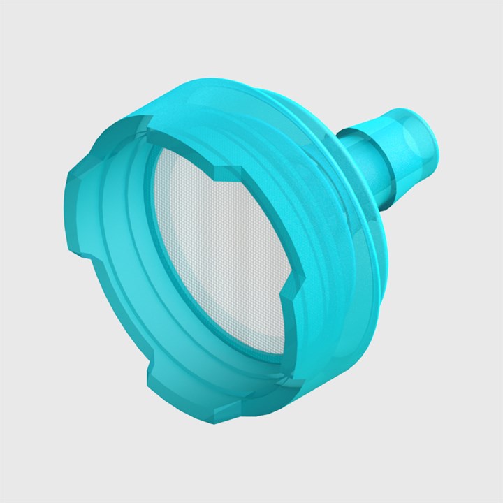 Teal Polypropylene Suction Filter, 105 Micron Polypropylene Mesh, 1/8" (3.2mm) ID Tube