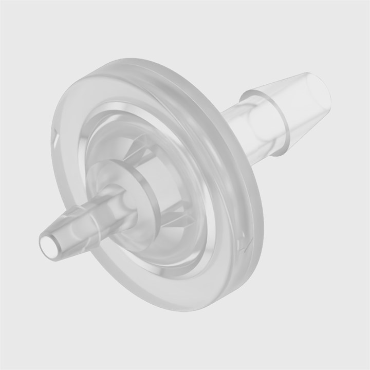 Animal Free Polypropylene In-Line Filters - 1/8" to 3/16" ID Tube - Hydrophilic PET Disc - Various Microns Available