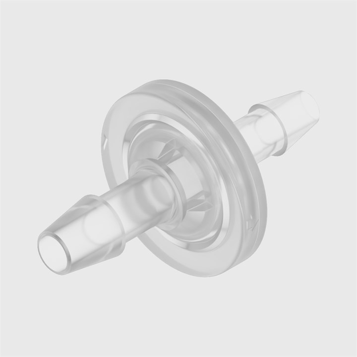 Animal Free Polypropylene In-Line Filters - 1/4" to 3/16" ID Tube - Hydrophilic PET Disc - Various Microns Available