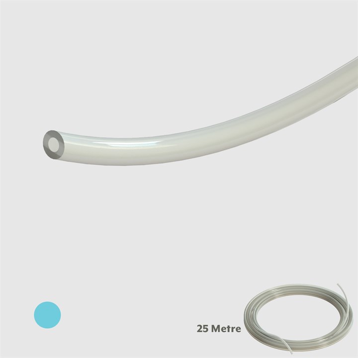 Translucent Platinum Cured Silicone Tubing, 60 Shore A, 1/8" (3.2mm) ID x 3/16" (4.8mm) OD - 25M - Compatible with Blue Dot Fittings