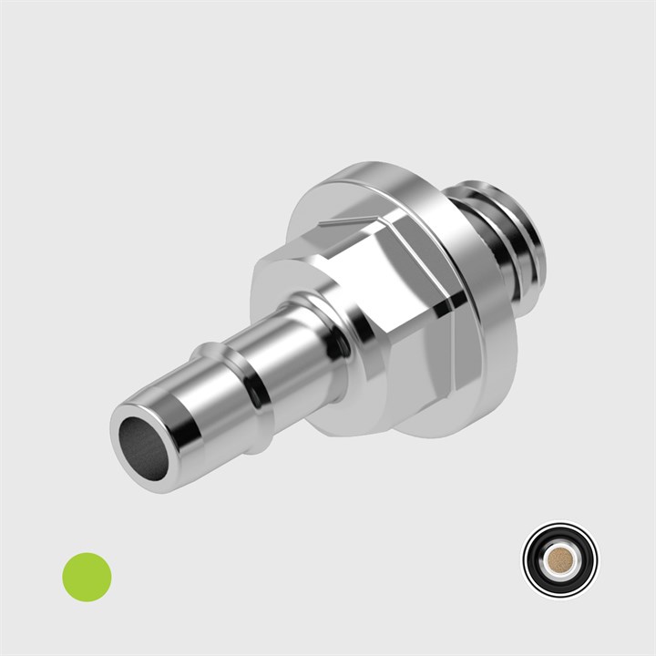 Nickel Plated Brass Easy Barb 1/8" to 10-32 UNF Filters - Choose Seal and Micron Options