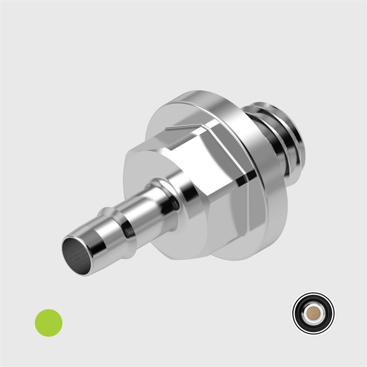 Nickel Plated Brass Easy Barb 3/32" to 10-32 UNF Filters - Choose Seal and Micron Options