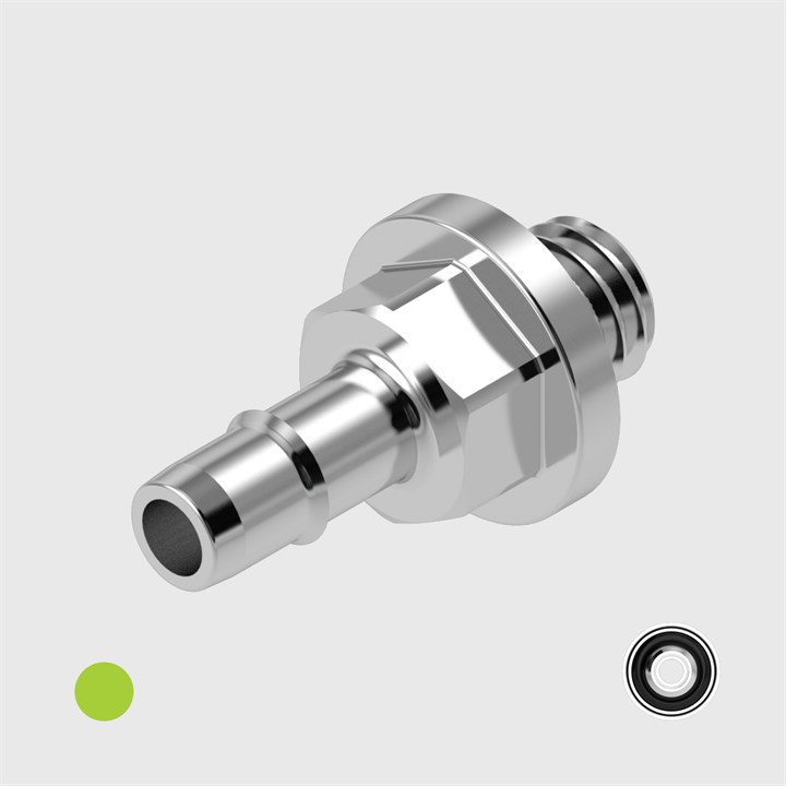 Nickel Plated Brass 1/8" to 10-32 UNF Easy Barb Adaptors - Various O-ring Materials