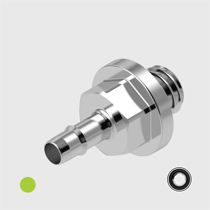 Nickel Plated Brass 3/32" to 10-32 UNF Easy Barb Adaptors - Various O-ring Materials