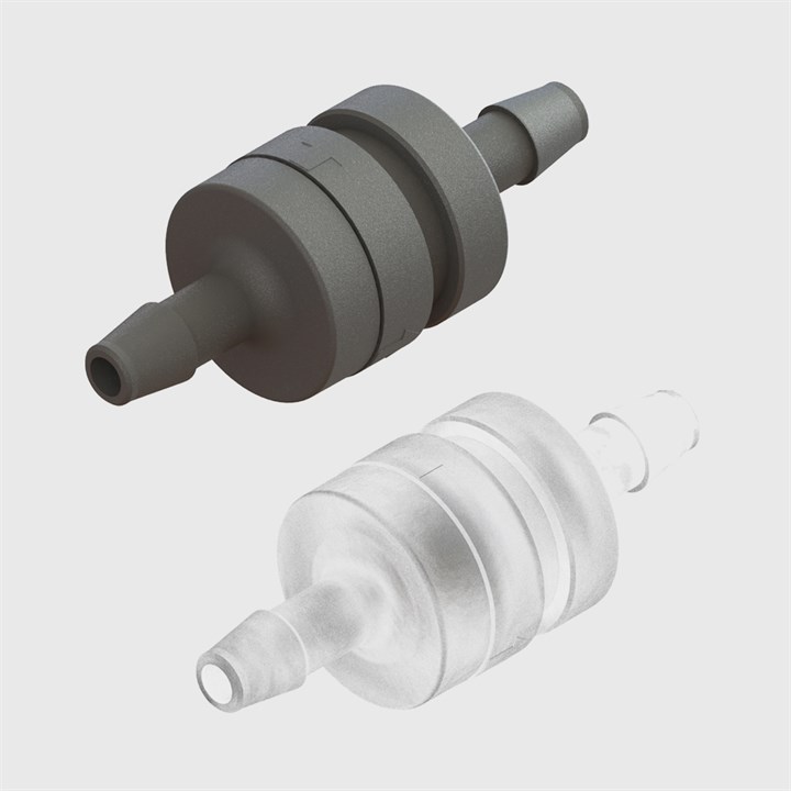 3/16" Nylon or Polypropylene Umbrella Check Valves - Available in Various Cracking Pressures