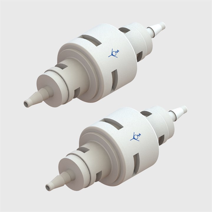 1/16"  White Polypropylene Swivel Ball Check Valves - Various Cracking Pressures