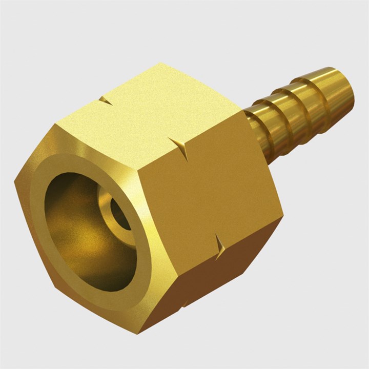 G3/8" Female Nut L/H x 1/4" Hosetail, Brass