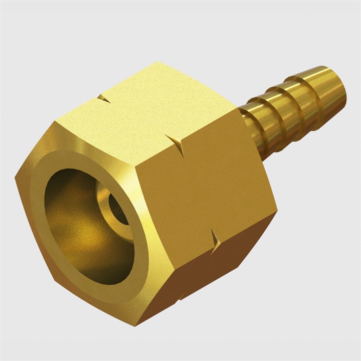 G3/8" Female Nut R/H x 1/4" Hosetail, Brass