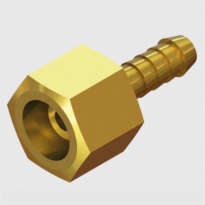 G3/8" Female Nut R/H x 5/16" Hosetail, Brass