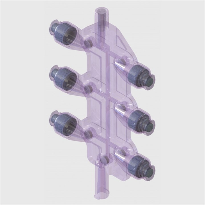 Swabable Needle Free Luer Activated Multi-Port Manifold, Clear Polycarbonate