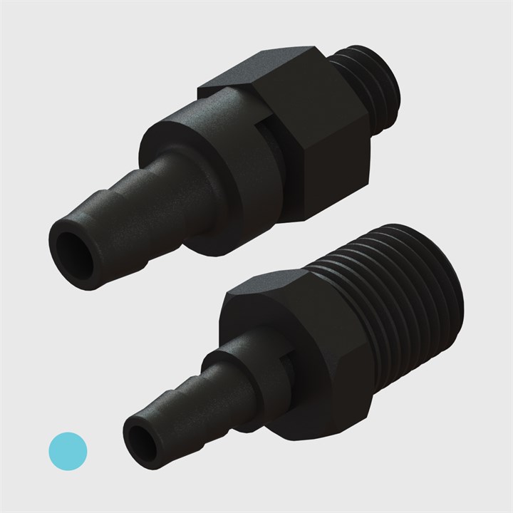 1/8" Multi-Barb Thread to Tube Swivel Straight Male Adaptors - Various Sizes