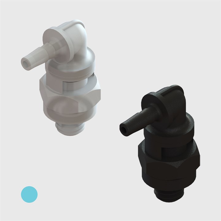 1/16" Multi-Barb Thread to Tube Swivel Elbows cw Undercut O-ring Seal - Various Materials