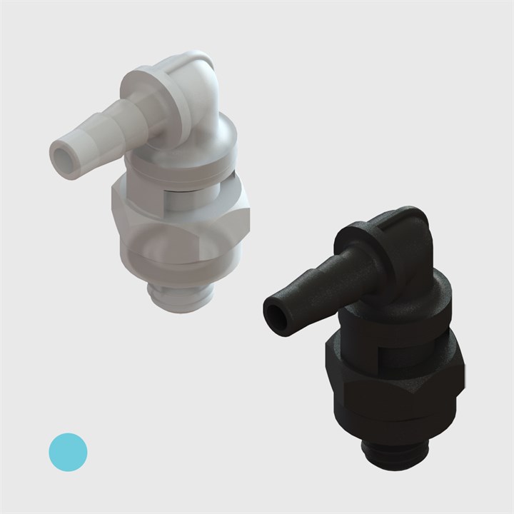 3/32" Multi-Barb Thread to Tube Swivel Elbows cw Undercut O-ring Seal - Various Materials