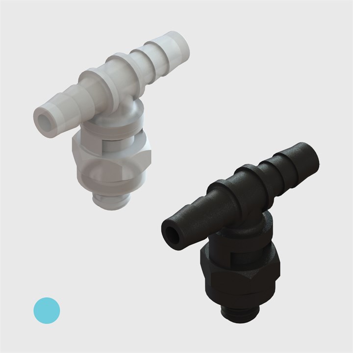 1/8" Multi-Barb Thread to Tube Swivel Tees cw Undercut O-ring Seal - Various Materials