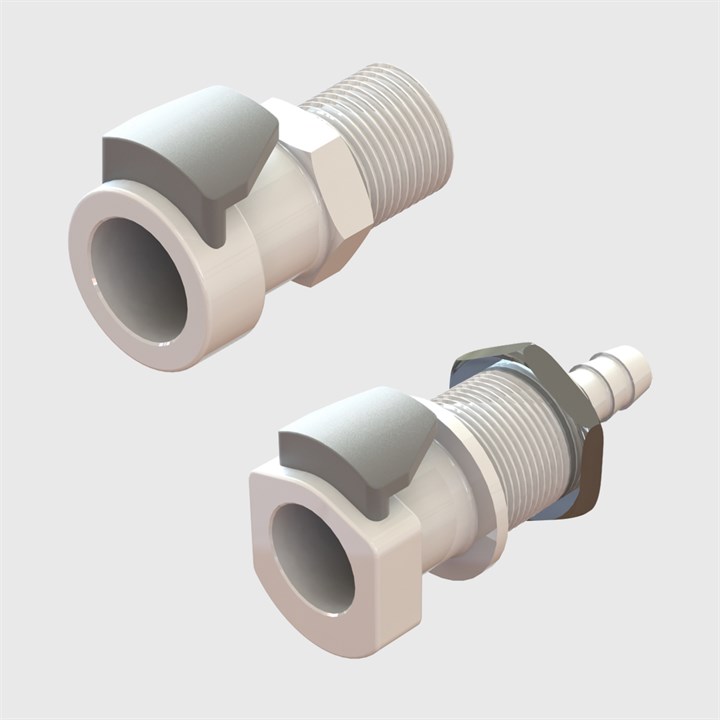 Thumb Latch Couplings - 1/4" Flow, Sockets, Non-Valved, Plastic latch - Acetal - Q5 Series