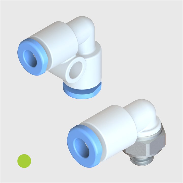 Oxygen Compatible Nylon Elbow Adaptors, EPDM Seal - 4.0mm to Various Sizes