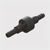 Polysulfone Bodied Check Valve, (Black Housing), Internal Silicone Disc, 3.2mm (1/8") ID Tube, Cracking Pressure < 10" H2O