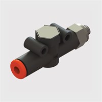 Technopolymer Bodied Check Valve, Buna-N Seal, M5 Male Thread to 4mm OD Push-In, Cracking Pressure 7 psi