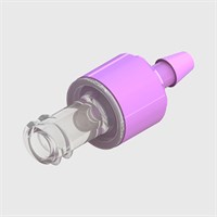 ISO 80369-7 Check Valve, 1/8" Barb to Female Luer Lock, ABS Body with Polystyrene & Silicone Disc