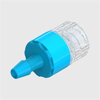 ISO 80369-7 Filtered Check Valve, 1/8" (3.2mm) Barb to Male Luer Lock, ABS Body with Polystyrene, Silicone Disc and Glass Fibre Filter