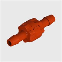 Modular Red Check Valve, 5/16" Barb Input and Output, Nitrile Seals, 3 psi Cracking Pressure
