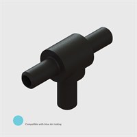 Black Celcon Equal Tee Barbless Connector, 1/16" (1.6mm) ID Tube - Compatible With Blue Dot Tubing