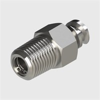 ISO 80369-7 Compatible - Nickel Plated Brass Valved Luer, Silicone Seal, 1/8" NPT Male Thread to Female Luer Lock