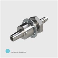 ISO 80369-7 Compatible - Nickel Plated Brass Panel Mount Luer, Male Slip Luer to 1/16" (1.6mm) ID Tube - Compatible With Blue Dot Tubing