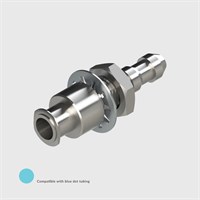 Nickel Plated Brass Panel Mount Luer, Female Slip Luer to 1/8" (3.2mm) ID Tube - Compatible With Blue Dot Tubing