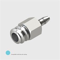 316 Stainless Steel Luer, Female Luer Lock to 1/16" (1.6mm) ID Tube - Compatible With Blue Dot Tubing