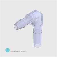 Lipid Resistant Radiation Stable Polycarbonate Rotating Elbow Luer, 1/8" (3.2mm) ID Tube to Male Slip Luer