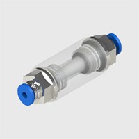 1/8" Push-In Serviceable Filter, 5 Micron, Clear Polycarbonate Body