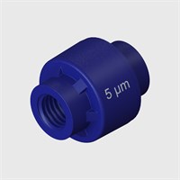 Polysulfone Miniature Disposable Filter, 5 Micron Stainless Steel Screen, M5 Female Thread to M5 Female Thread