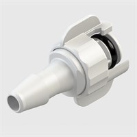Quarter-Turn Male Blood Pressure Cuff Connector (Wing Shroud) to 5/32" ID Hose Barb Fitting, White ABS