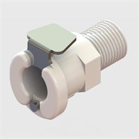 Thermoplastic Socket Coupling, 1/8" NPT Male Thread, Non-Valved, 1/8" Flow - Q2 Series