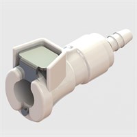 Thermoplastic Socket Coupling, Buna-N Seal, 3.2mm (1/8") ID Tube, Valved, 1/8" Flow - Q2 Series