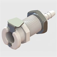Thermoplastic Panel Mount Socket Coupling, Buna-N Seal, 3.2mm (1/8") ID Tube, Valved, 1/8" Flow - Q2 Series