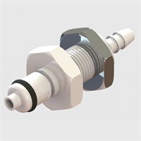Thermoplastic Panel Mount Plug Coupling, Buna-N Seal, 3.2mm (1/8") ID Tube, Valved, 1/8" Flow - Q2 Series