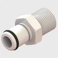 Thermoplastic Plug Coupling, Buna-N Seal, 1/4" NPT Male Thread, Non-Valved, 1/4" Flow - Q4 Series