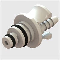 In-Line 1/8" ID Dual Tube Hose Barb Plug, Non-Valved, 3/32" Flow, Medical Grade ABS